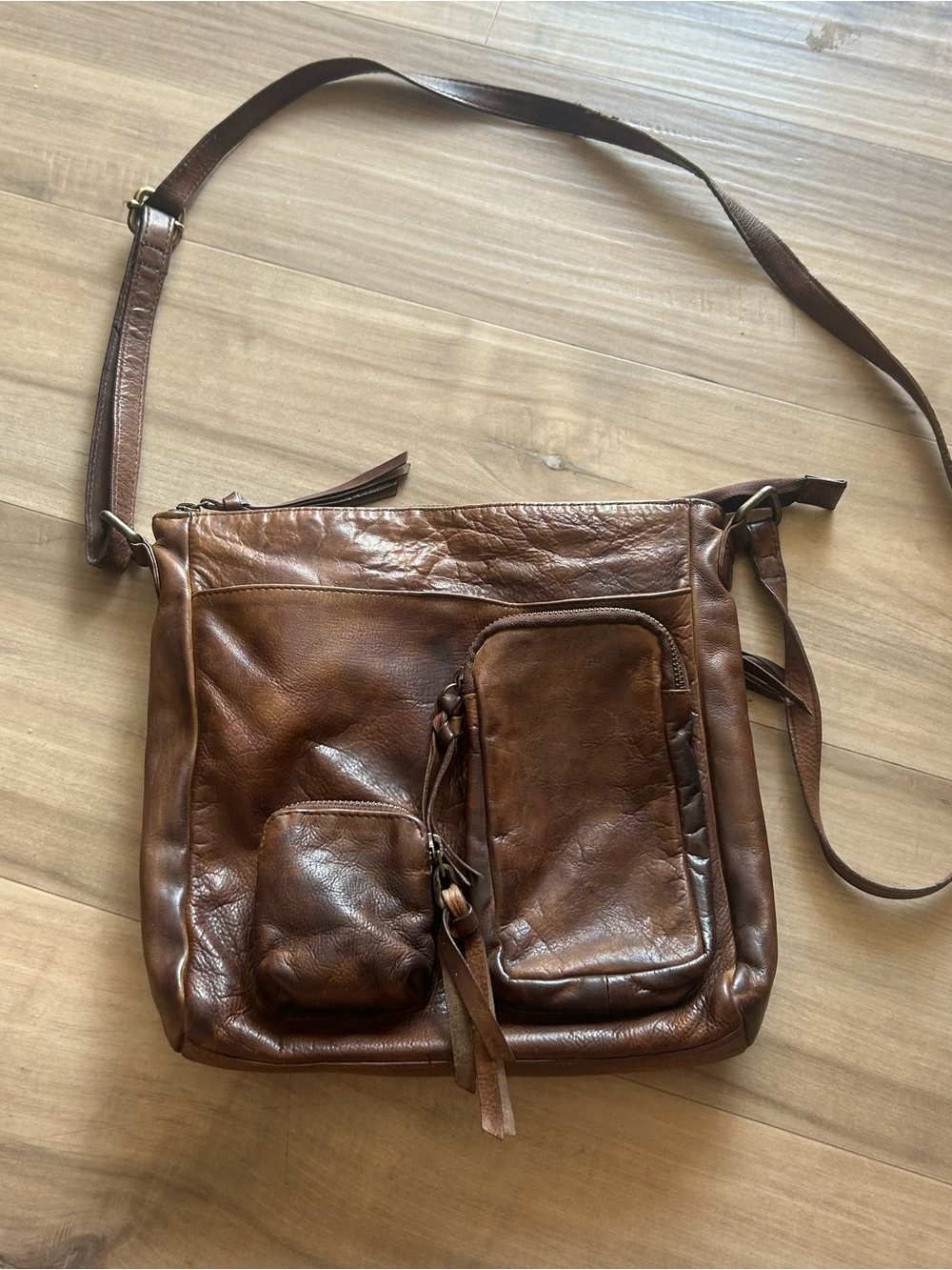 Estalon Crossbody Bag Brown Genuine Leather Adjustable Strap Messenger Purse